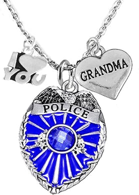 Policeman's Grandma Necklace W/I Love You Charm, Hypoallergenic, Safe-Nickel, Lead, Cadmium Free