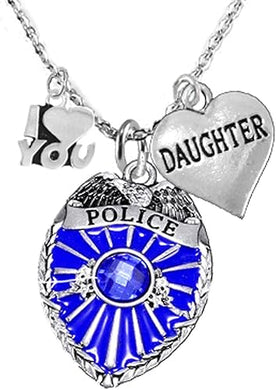 Policeman's Daughter Necklace W/I Love You Charm, Hypoallergenic, Safe-Nickel, Lead, Cadmium Free