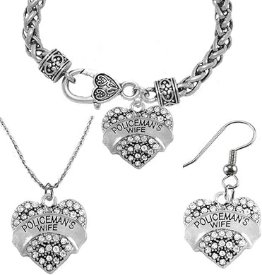 Policeman's Wife, Necklace, Earring, and Bracelet Set, Hypoallergenic, Safe-Nickel, Lead, Cadmium Free