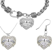 Navy Mom, Necklace, Earring, and Bracelet Set, Hypoallergenic, Safe-Nickel, Lead, and Cadmium Free.