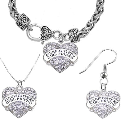 Firefighter's Girlfriend Necklace, Earring, and Bracelet, Hypoallergenic Safe-Nickel, Lead, Cadmium Free