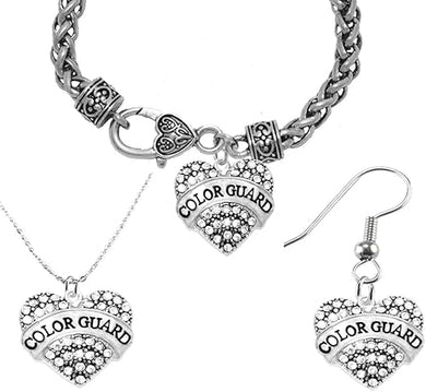 Color Guard Necklace, Earring, Bracelet Set, Hypoallergenic, Safe-Nickel, Lead, and Cadmium Free.