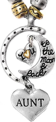 Aunt I Love You to The Moon and Back, Adjustable,Hypoallergenic,Will NOT Irritate Anyone with Sensitive Skin, Safe, Nickel, Lead,and Cadmium Free