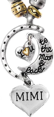 Mimi I Love You to The Moon and Back, Adjustable, Hypoallergenic, Will NOT Irritate Anyone with Sensitive Skin, Safe, No Nickel, Lead, Cadmium