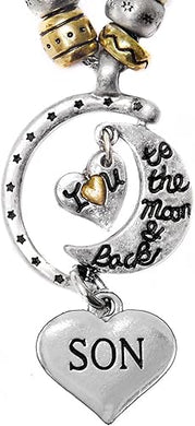 Son I Love You to The Moon and Back, Adjustable Necklace Set, Hypoallergenic, Will NOT Irritate Anyone with Sensitive Skin, Safe, Nickel, Lead, & Cadmium Free.