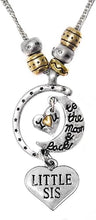 Little Sis I Love You to The Moon and Back, Adjustable Necklace Set, Hypoallergenic, Will NOT Irritate Anyone with Sensitive Skin, Safe, Nickel, Lead, & Cadmium Free.