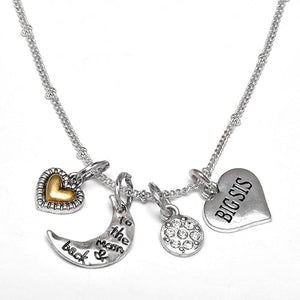 Cardinali Jewelry Big Sis I Love You to The Moon and Back, Adjustable Necklace Set, Hypoallergenic, Will NOT Irritate Anyone with Sensitive Skin, Safe, Nickel, Lead, & Cadmium Free.