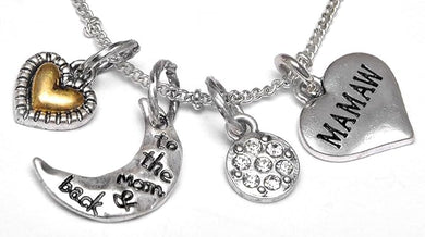 Mamaw I Love You to The Moon and Back, Adjustable Necklace Set, Hypoallergenic, Will NOT Irritate Anyone with Sensitive Skin, Safe, Nickel, Lead, & Cadmium Free.