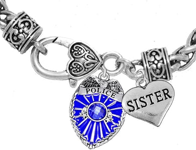 Policeman Sister Badge Bracelet Hypoallergenic-Safe, Nickle Free, No Poisonous Toxic Lead Or Cadmium Metal,