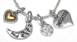 Cardinali Jewelry Daugther I Love You to The Moon and Back, Adjustable Necklace Set, Hypoallergenic, Will NOT Irritate Anyone with Sensitive Skin, Safe, Nickel, Lead, & Cadmium Free.