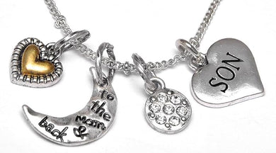 Son I Love You to The Moon and Back, Adjustable Necklace Set, Hypoallergenic, Will NOT Irritate Anyone with Sensitive Skin, Safe, Nickel, Lead, & Cadmium Free.