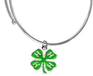 4-H Club Adjustable Miracle Wire Charm Bracelet, Hypoallergenic, Safe-No Nickel, No Lead And No Poisonous Cadmium In The Metal.  Will Not Irritate Anyone With Sensitive Skin | © 2023, Free Shipping. Designed And Made In The U.S.A.