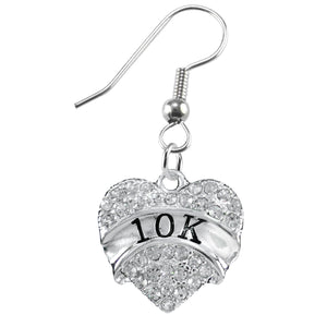 10 K Running Crystal Heart Earring-What A Great Gift For Yourself Or Someone Special. Gift Ready Comes In A Black Velvet Bag. Hypoallergenic-Safe, No Nickel, Lead, Or Cadmium In The Metal. Handmade In The USA By Veterans.