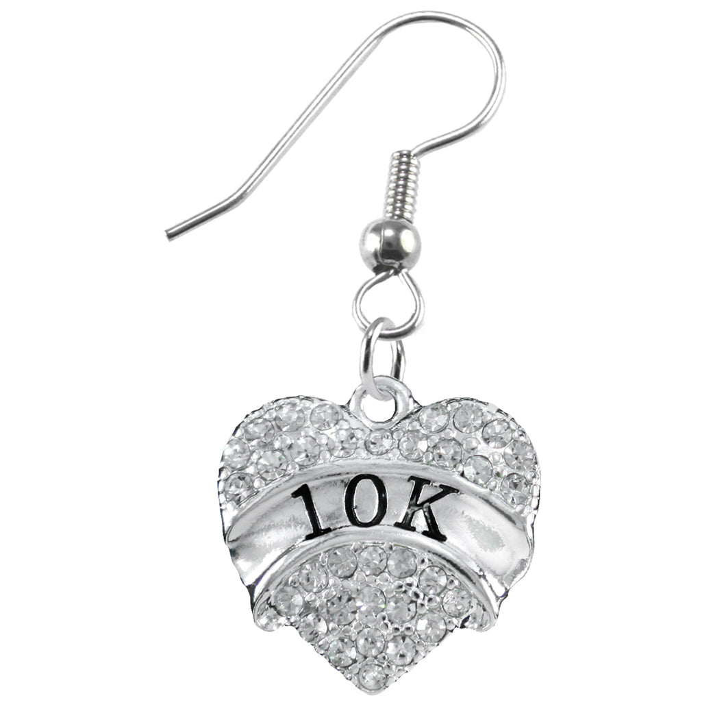 10 K Running Crystal Heart Earring-What A Great Gift For Yourself Or Someone Special. Gift Ready Comes In A Black Velvet Bag. Hypoallergenic-Safe, No Nickel, Lead, Or Cadmium In The Metal. Handmade In The USA By Veterans.