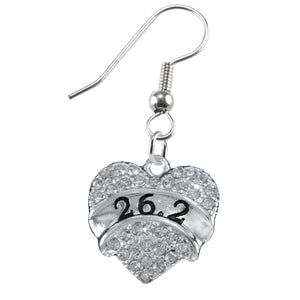 26.2 Running Crystal Heart Earring-What A Great Gift For Yourself Or Someone Special. Gift Ready Comes In A Black Velvet Bag. Hypoallergenic-Safe, No Nickel, Lead, Or Cadmium In The Metal. Handmade In The USA By Veterans.