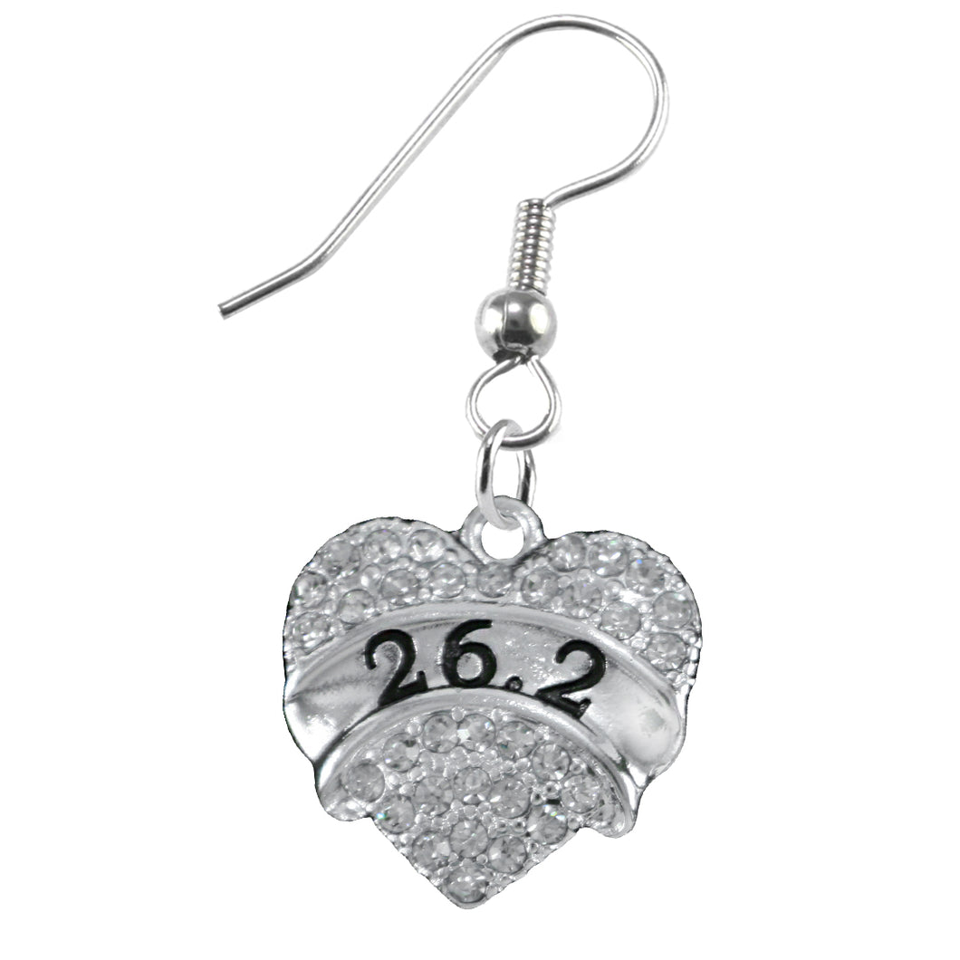 26.2 Running Crystal Heart Earring-What A Great Gift For Yourself Or Someone Special. Gift Ready Comes In A Black Velvet Bag. Hypoallergenic-Safe, No Nickel, Lead, Or Cadmium In The Metal. Handmade In The USA By Veterans.