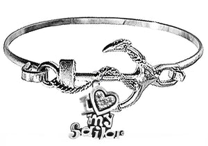 Navy, "I Love My Sailor", &nbsp;On A Silvertone Anchor Cuff Bracelet. Genuine Austrian Cut Crystal Heart, What A Wonderful Gift For Yourself, Or Someone Special.Gift Ready, Comes In A Black Velvet Bag.