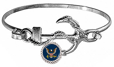 Navy, U.S.Navy Symbol On A Silvertone Anchor Cuff Bracelet. What A Wonderful Gift For Yourself, Or Someone Special.Gift Ready, Comes In A Black Velvet Bag.