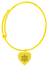 Messianic, Christian, Jewish 14KT Goldtone Heart With Crosss In A Star Of David On A Adjustable Goldtone Miracle Wire Bracelet, Will Fit Everyone, Gift Ready, Comes In A Black Velvet Bag. Hypoallergenic-Safe