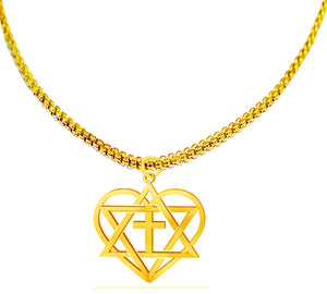 Messianic, Christain, Yeshua (Jesus) In My Heart Adjustable 14KT Goldtone Box Chain Necklace. Hypoallergenic-Safe, No Nickel, Lead, Or Cadmium In The Metal. Great Gift For Friend Or Family ©2024