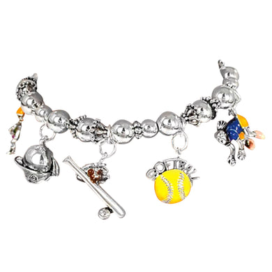 15#1 Selling Softball Stretch Bracelet For 20 Years. What A Great Gift. Gift Ready, Comes In A Black Velvet Bag.©2003 Hypoallergenic Safe, No Nickel, Poisonous Cadmium Or Lead In Bracelet, Or Charms. Fits Anyone, Child to Adult