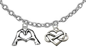 Everyone Is Doing It! Forming Their Fingers And Hands Into The Shape Of A Heart Saying I Love You,The Infinity Sign On Heart, Means I Will Love You Forever.On A Necklace.Great Gift For Yourself Or Someone Special.Gift Ready In Small Black Velvet Bag