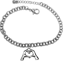 Everyone Is Doing It! Forming Their Fingers And Hands Into The Shape Of A Heart Saying &nbsp;"I Love You" On A Silvertone Adjustable Rolo Chain Bracelet. What A Great Gift For Yourself Or Someone Special. Gift Ready Comes In A Small Black Velvet Bag.