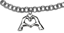 Everyone Is Doing It! Forming Their Fingers And Hands Into The Shape Of A Heart Saying &nbsp;"I Love You" On A Silvertone Adjustable Rolo Chain Bracelet. What A Great Gift For Yourself Or Someone Special. Gift Ready Comes In A Small Black Velvet Bag.