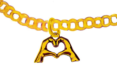 Everyone Is Doing It! Forming Their Fingers And Hands Into The Shape Of A Heart Saying I Love You On A 14 KT Goldtone Adjustable Rolo Chain Bracelet. What A Great Gift For Yourself Or Someone Special. Gift Ready Comes In A Small Black Velvet Bag