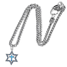 Messianic Silvertone Star Of David With Flecks Of Turquoise In The Antqiue Star, With A Turquoise Cross On A Silvertone Wheat Chain Necklace. What A Great Gift For Yourself Or Someone Special. Gift Ready Comes In A Small Black Velvet Bag.