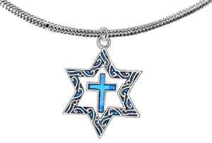 Messianic Silvertone Star Of David With Flecks Of Turquoise In The Antqiue Star, With A Turquoise Cross On A Adjustable Silvertone Snake Chain Necklace.What A Great Gift For Yourself Or Someone Special.Gift Ready Comes In A Small Black Velvet Bag