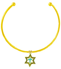 Messianic 14KT Goldtone Antique Star Of David With A Turquoise Cross "Choker" Necklace. Will Fit Everyone. What A Wonderful Gift For Yourself, Or Someone Special. Gift Ready Comes In A Small Black Velvet Bag