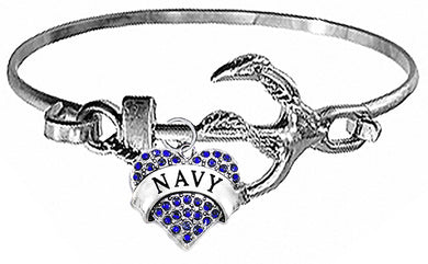 Navy On A Silvertone Anchor Cuff Bracelet. Genuine Azure Blue Austrian Cut Crystal Heart Charm. What A Wonderful Gift For Yourself, Or Someone Special. Gift Ready, Comes In A Black Velvet Bag.