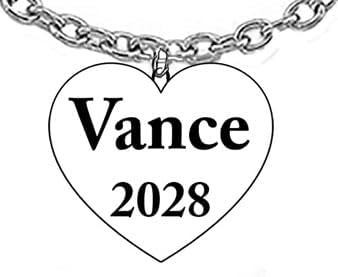 TRUMP, Vance 2028, President, Silvertone Heart On A Adjustable Cable Chain Necklace. What A Wonderful Gift For Yourself, Or Someone Special. Gift Ready Comes In A Black Velvet Bag