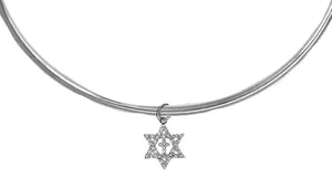 Messianic, New Exciting Style, Genuine Ausrian Cut Crystal Star Of David And Cross, Adjustable Choker Necklace, Silvertone Finish. What A Wonderful Gift For Yourself, Or Someone Special.