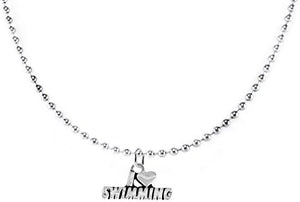 I Love Swimming, Necklace Adjustable Hypoallergenic, Safe-Nickel, Lead & Cadmium Free!