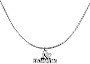 I Love Swimming Necklace Adjustable Hypoallergenic, Safe-Nickel, Lead & Cadmium Free!