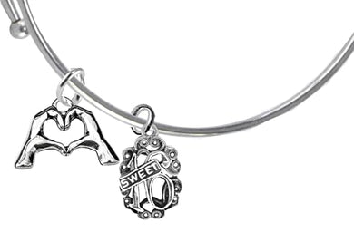Sweet Sixteen, I Love You, Your Fingers And Hands Make A Heart And Say It All, I Love You,Antique Oval Sweet Sixteen Charm,Adjustable Bracelet.Wonderful Gift For Someone Special.Black Velvet Bag