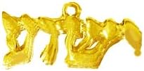 Messianic 14KT Goldtone Finish Yeshua In Hebrew, Named By An Angel From God. Hypoallergenic-Safe, No Nickel, Lead, Or Cadmium In The Metal. Comes With Jump Ring Attached. Charm Size 3/8 X 7/8 Inch.