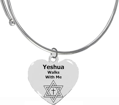 Messianic Christian, Yeshua Walks With Me Adjustable Miracle Wire Bracelet, Will Fit Everyone, Hypoallergenic-Safe, No Nickel, Lead, Or Cadmium In The Metal. ©2023, Large, Silver, Carnelian
