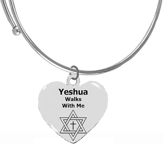 Messianic Christian, Yeshua Walks With Me Adjustable Miracle Wire Bracelet, Will Fit Everyone, Hypoallergenic-Safe, No Nickel, Lead, Or Cadmium In The Metal. ©2023, Large, Silver, Carnelian