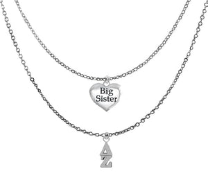 Delta Zeta Silvertone Double Chain Fashion Necklace, Adjustable From 18 Inches To 21 Inches. What A Great Gift For Yourself, Or A Big Sister. Hypoallergenic, Licensed Sorority Jewelry ©2024