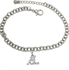 Marine, I Love My Marine, Adjustable Chain Bracelet Hypoallergenic, Safe-Nickel, Lead, Cadmium Free