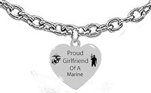 Marine, Proud Girlfriend Of A Marine, On A Adjustable Silvertone Cable Chain Necklace, What A Great Gift For Yourself, Or A Friend.Hypoallergenic-Safe, No Nickel,Lead Or Cadmium In The Metal 2339N1S