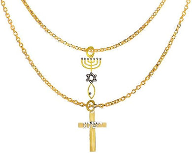 Messianic, Yeshua Beautiful 14KT Gold CrystalSeal Of Jerusalem, 14K Goldtone Cross, With Silvertone Yeshua In Hebrew Adjustable Chain Necklace, Hypoallergenic, No Nickel, Lead, Or Cadmium In The Metal