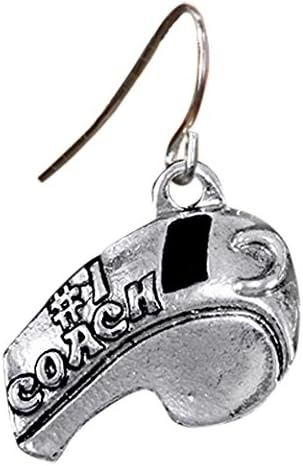 #1 Coach Whistle Charm Fishhook Earring Hypoallergenic, Safe-Nickel, Lead & Cadmium Free!