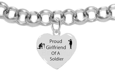 Army Soldier, Proud Girlfriend Of A Soldier, On A Adjustable Silvertone Rollo Chain Bracelet, What A Great Gift For Yourself, Or A Friend. Hypoallergenic, No Nickel, Lead Or Cadmium In The Metal