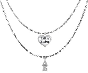 Delta Zeta Silvertone Double Chain Fashion Necklace, Adjustable From 18 Inches To 21 Inches. What A Great Gift For Yourself, Or A Little Sister. Hypoallergenic, Licensed Sorority Jewelry ©2024
