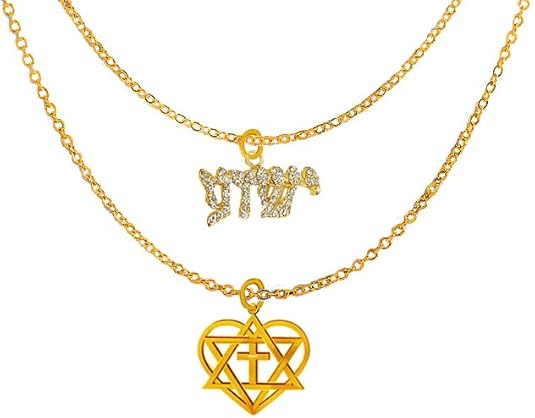 Messianic Yeshua, Jesus In My Heart, Yeshua In My Heart, 14KT Goldtone Finish, And 14 KT Goldtone Yeshua, Adjustable Double Chain Necklace,Hypoallergenic-Safe No Nickel, Lead, Cadmium In The Metal