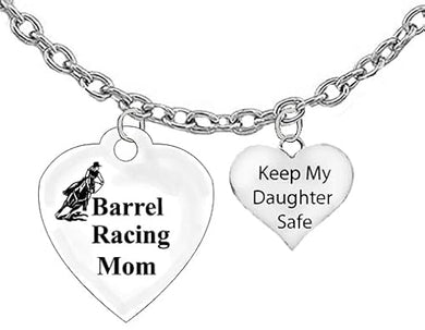 Barrel Racing Mom, Keep My Daughter Safe, Adjustable Chain Necklace. What A Wonderful Gift For Yourself, Or Someone Special. Gift Ready, Comes In A Black Velvet Bag, Hypoallergenic